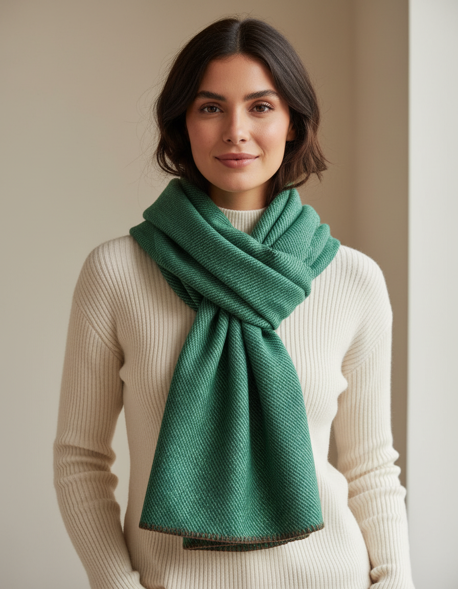 Sciarpa grande Stola donna verde scialle in lana rasata donna 