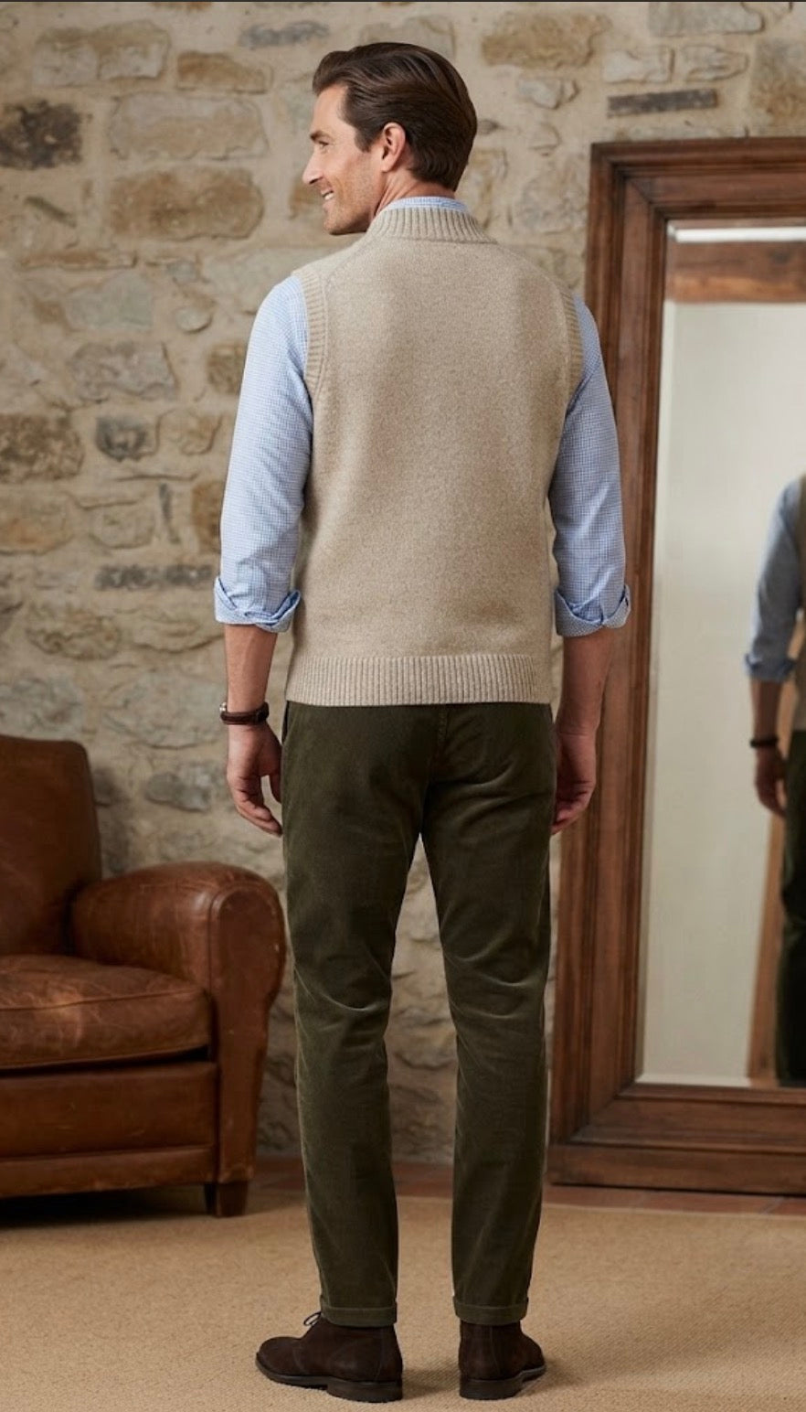 Smanicato uomo  Cashmere e lana Made in Italy Lanè beige retro