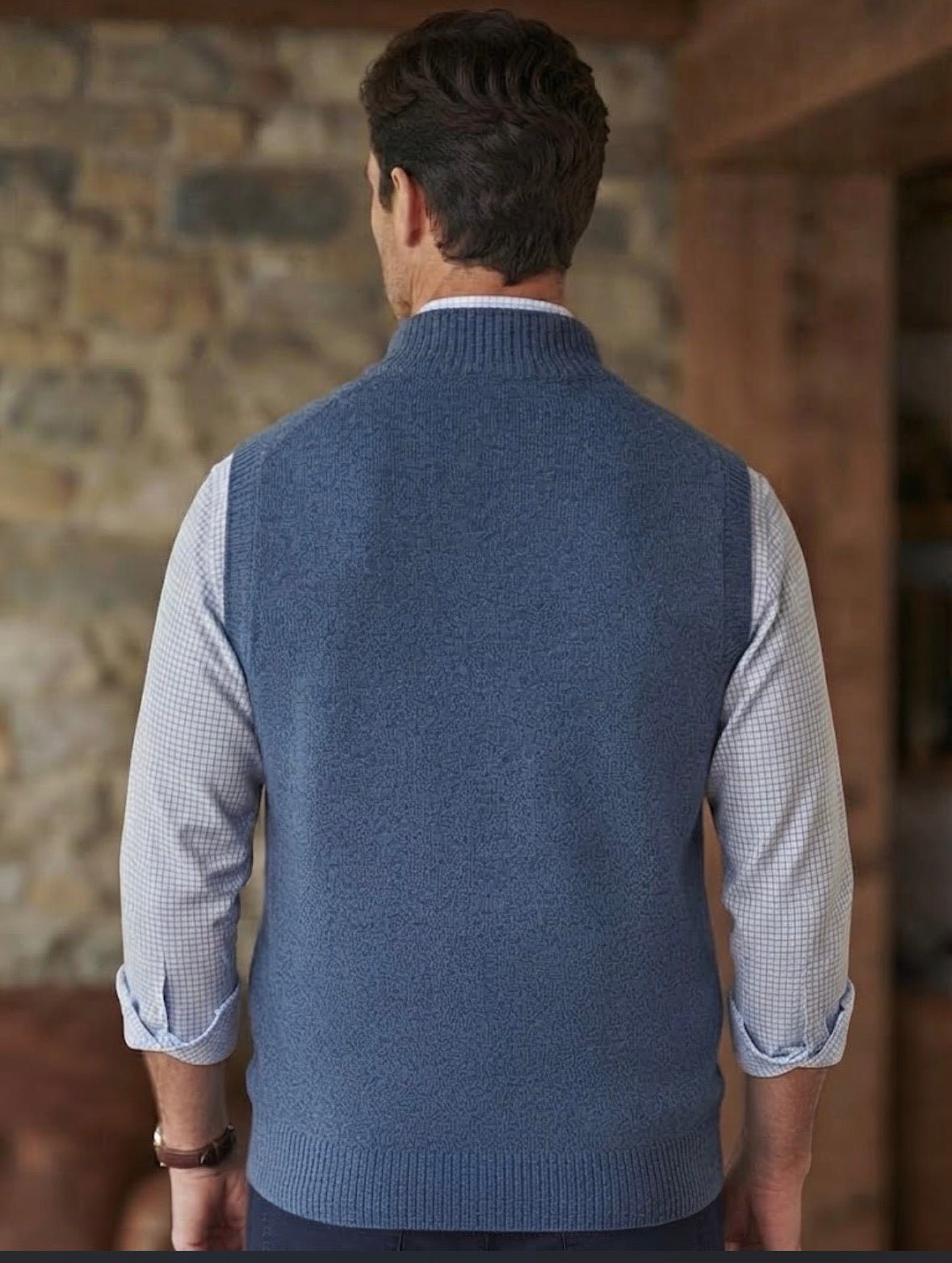 Smanicato uomo  Cashmere e lana Made in Italy Lanè blu Retro