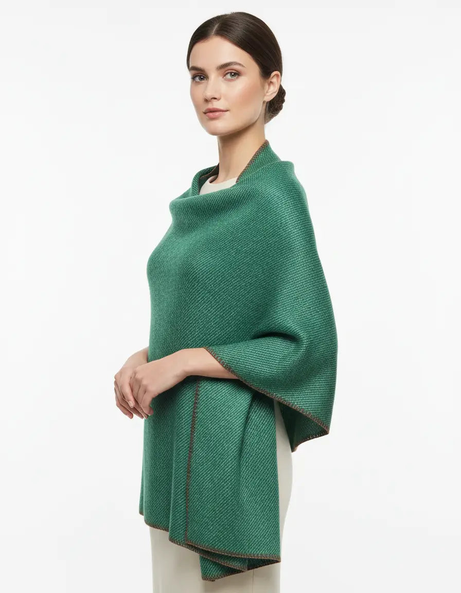 Stola donna Sciarpa grande verde  scialle in lana rasata donna 