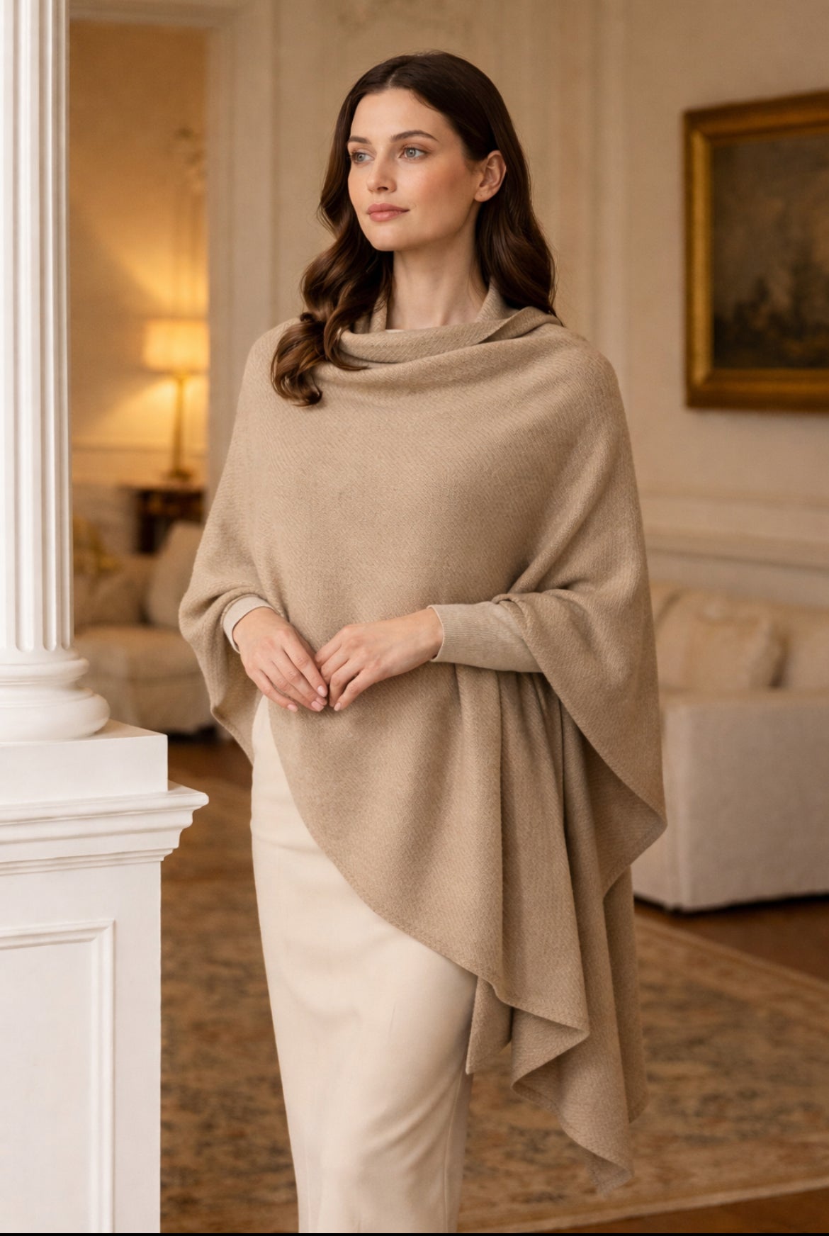 Stola donna in lana rasata scialle grande 