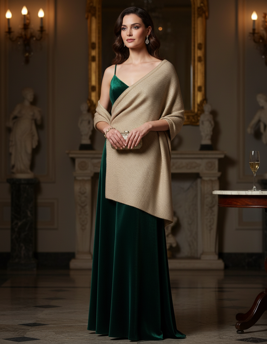 Stola sciarpa grande Scialle donna beige sabbia 