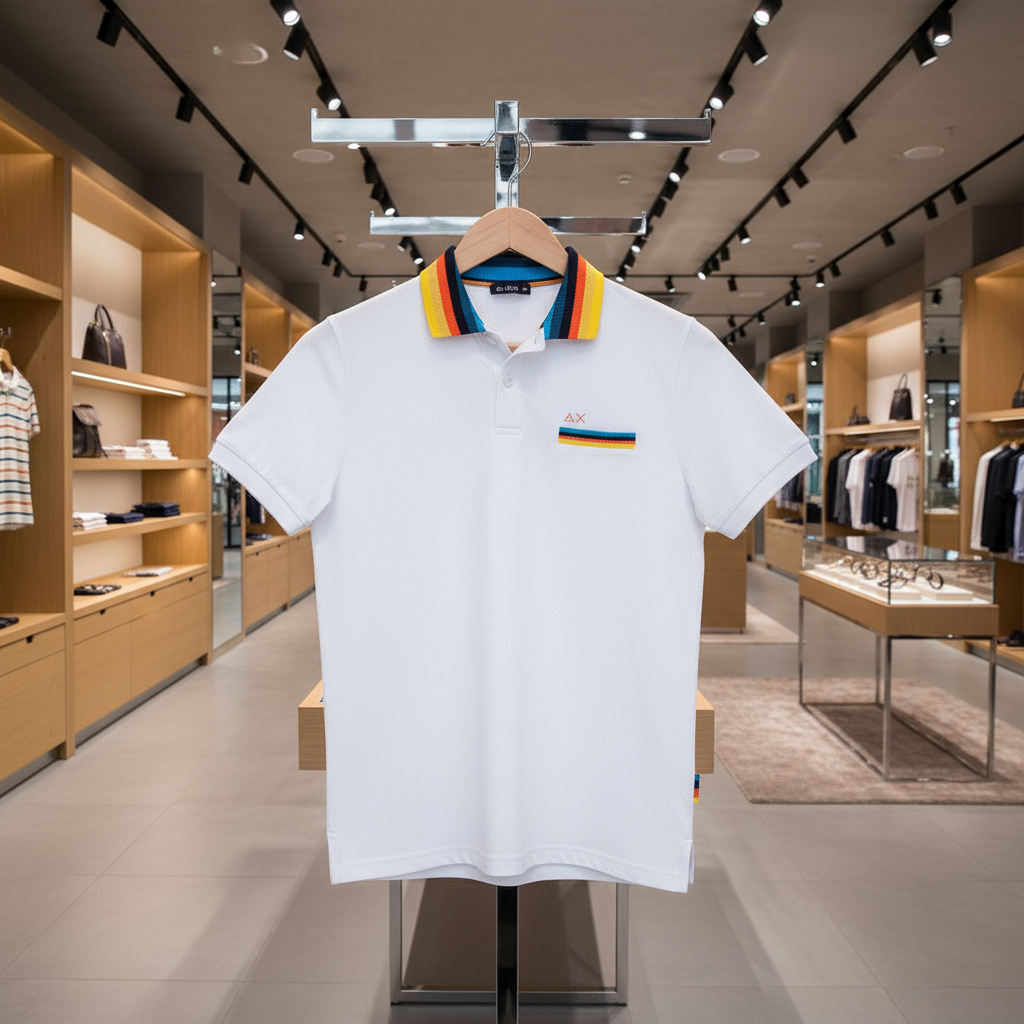 Sun 68 polo uomo bianco inserti fluo-in-esposizione