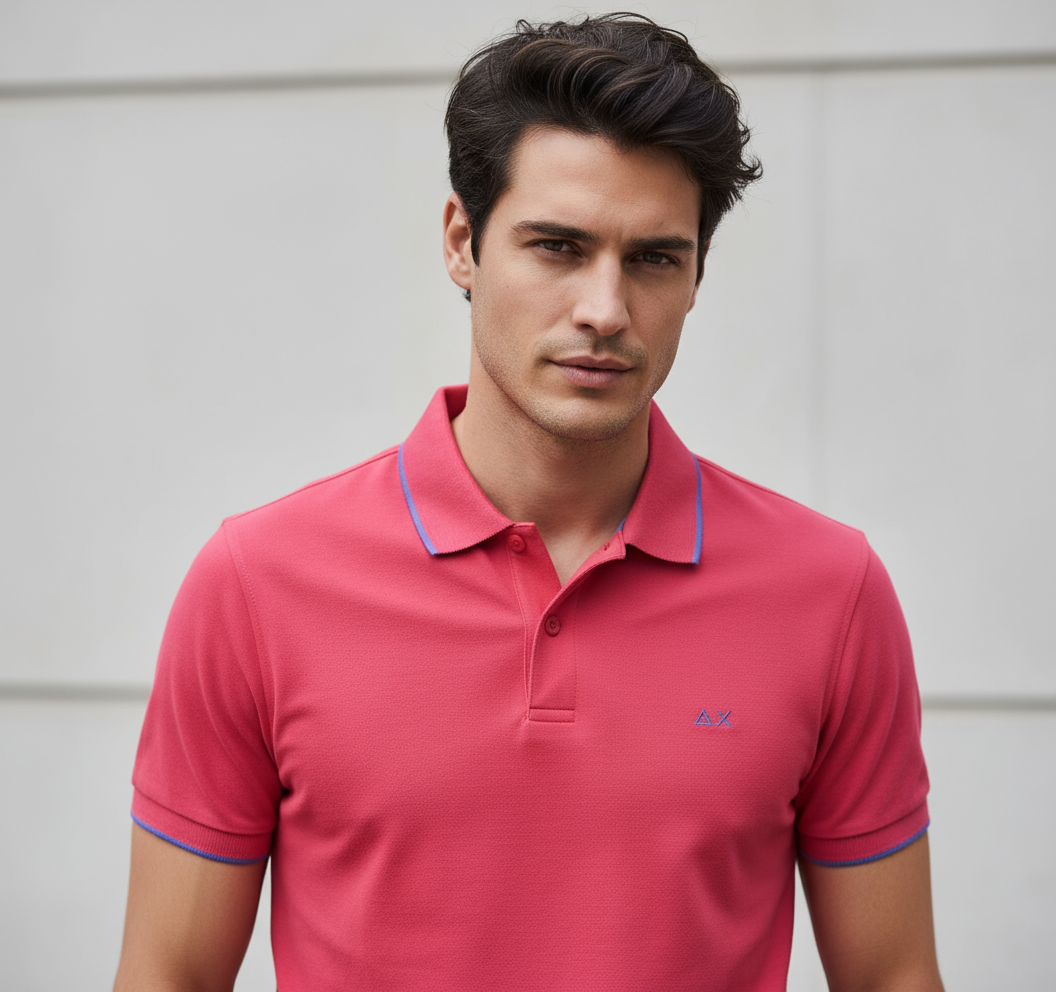 Sun 68 polo uomo rosso manica corta in primo piano