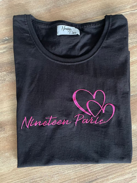 T-shirt basic donna nero cotone girocollo manica corta