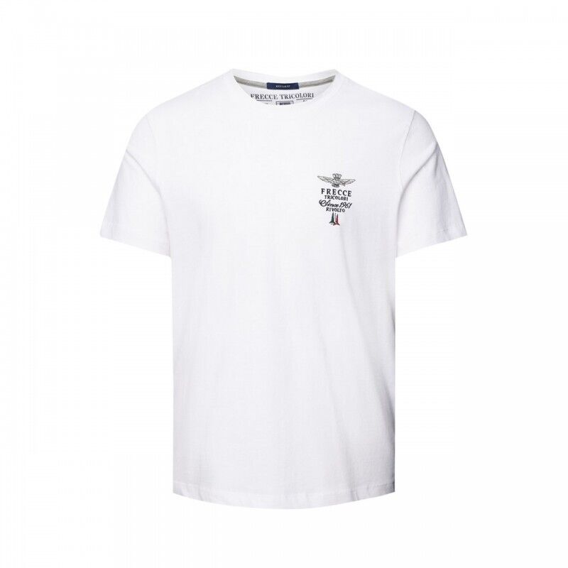 T-shirt uomo bianco Aeronautica Miliare Frecce Tricolori logo sul petto sinistro