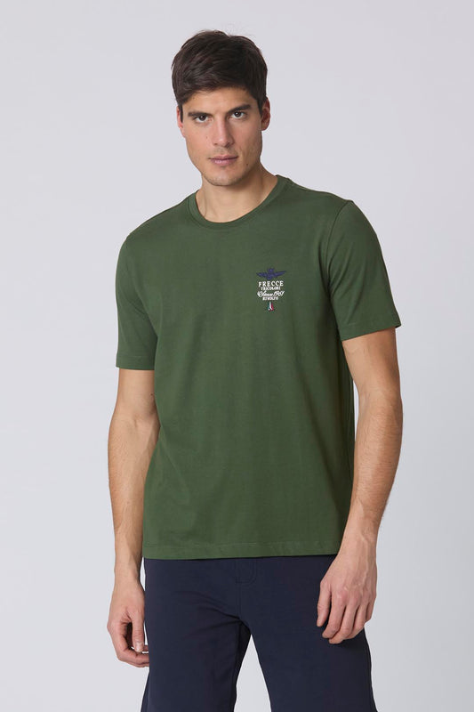 T-shirt uomo verde Aeronautica Militare Frecce Tricolori manica corta , cotone 