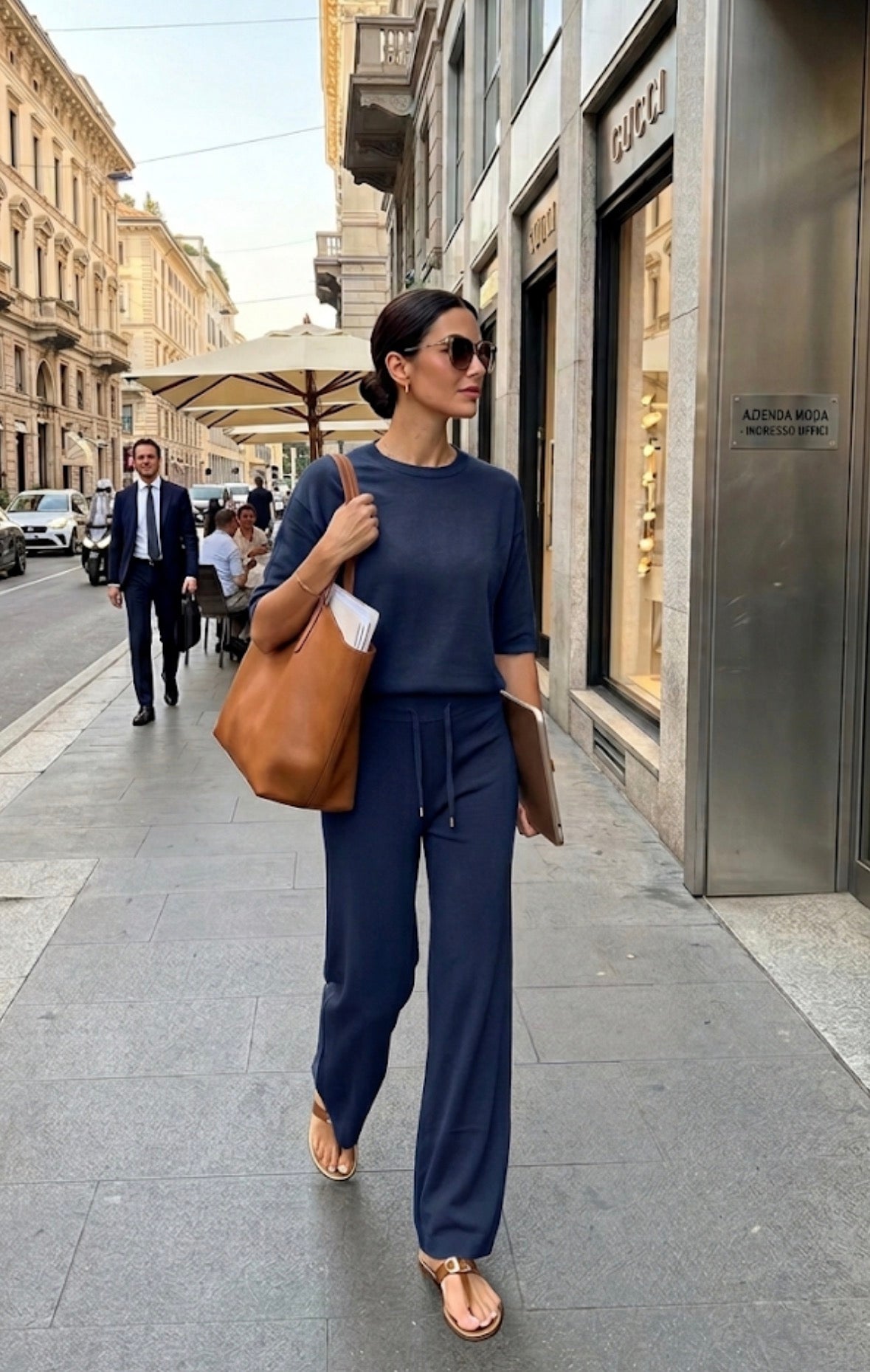 Tuta donna estiva completo maglia girocollo e pantaloni a palazzo