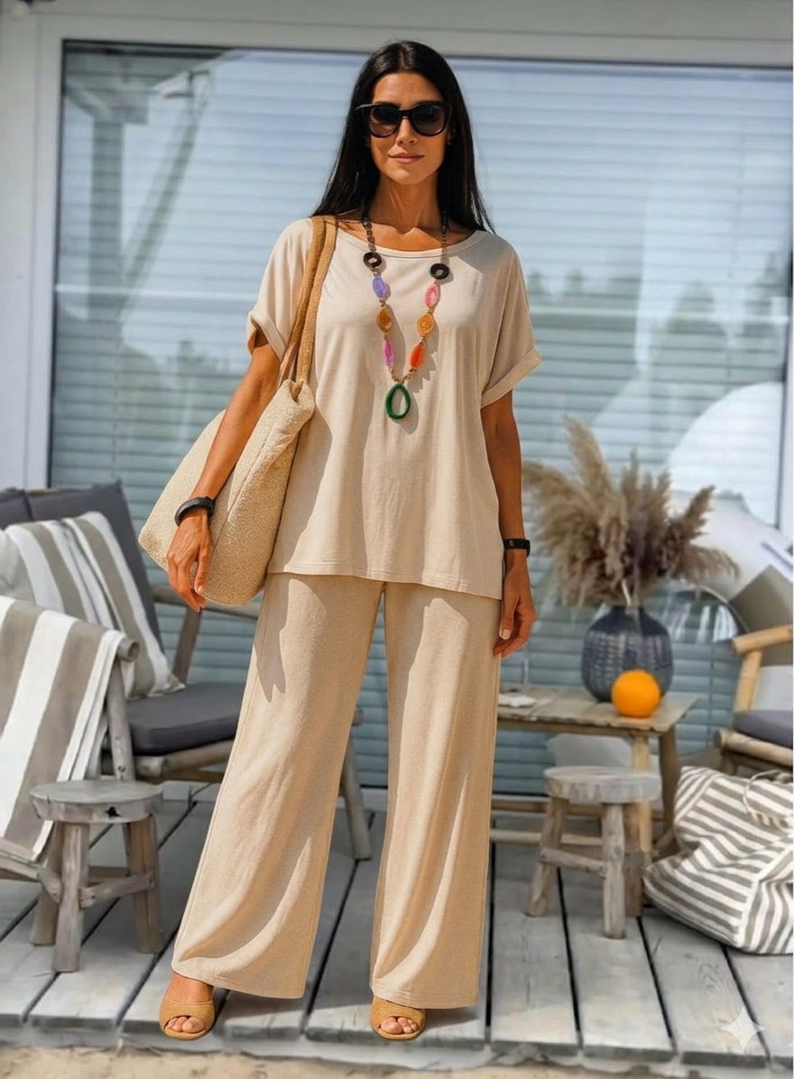 Tuta donna completo estivo maglia e pantaloni 