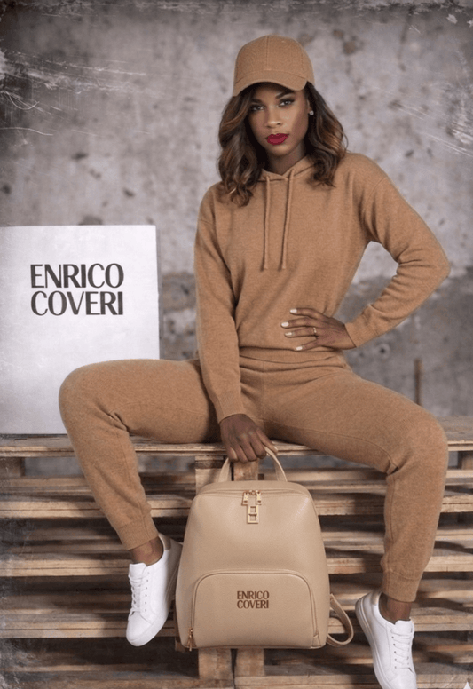 Tuta Donna in Lana Rasata - Completo Felpa con Cappuccio e Pantalone