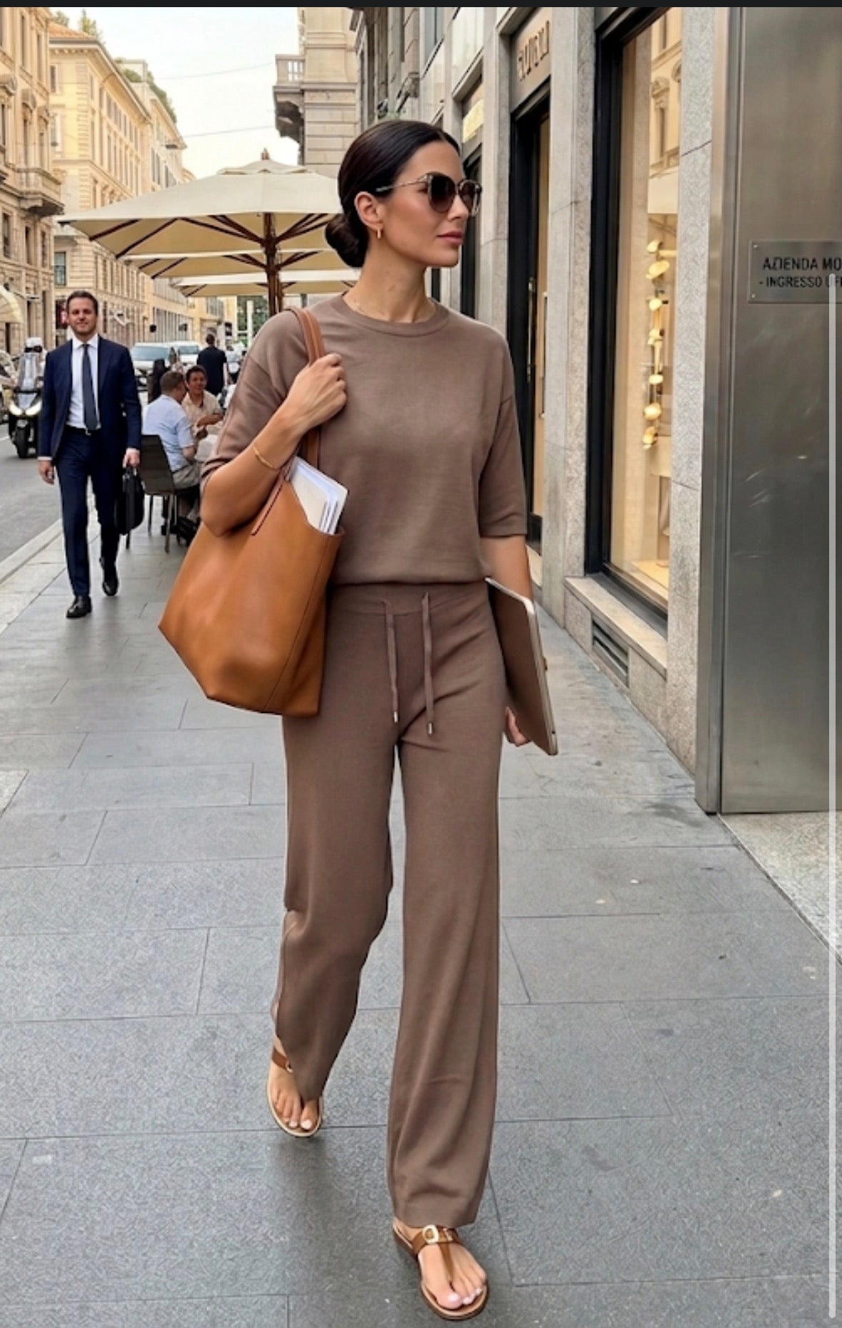 Tuta donna estiva completo maglia girocollo e pantaloni a palazzo