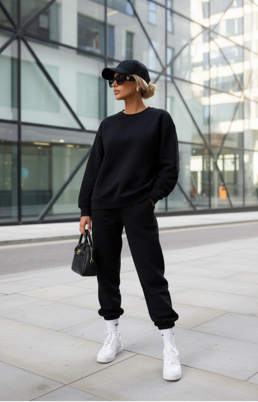 Tuta donna nero  completo maglia e pantaloni 