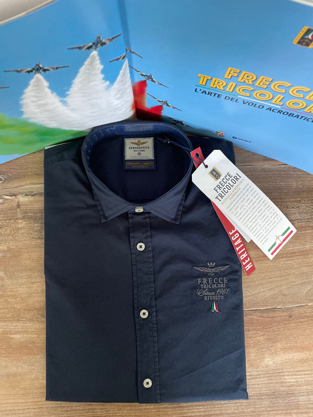 aeronautica militare camicia uomo blu frecce tricolori , cotone, manica lunga 