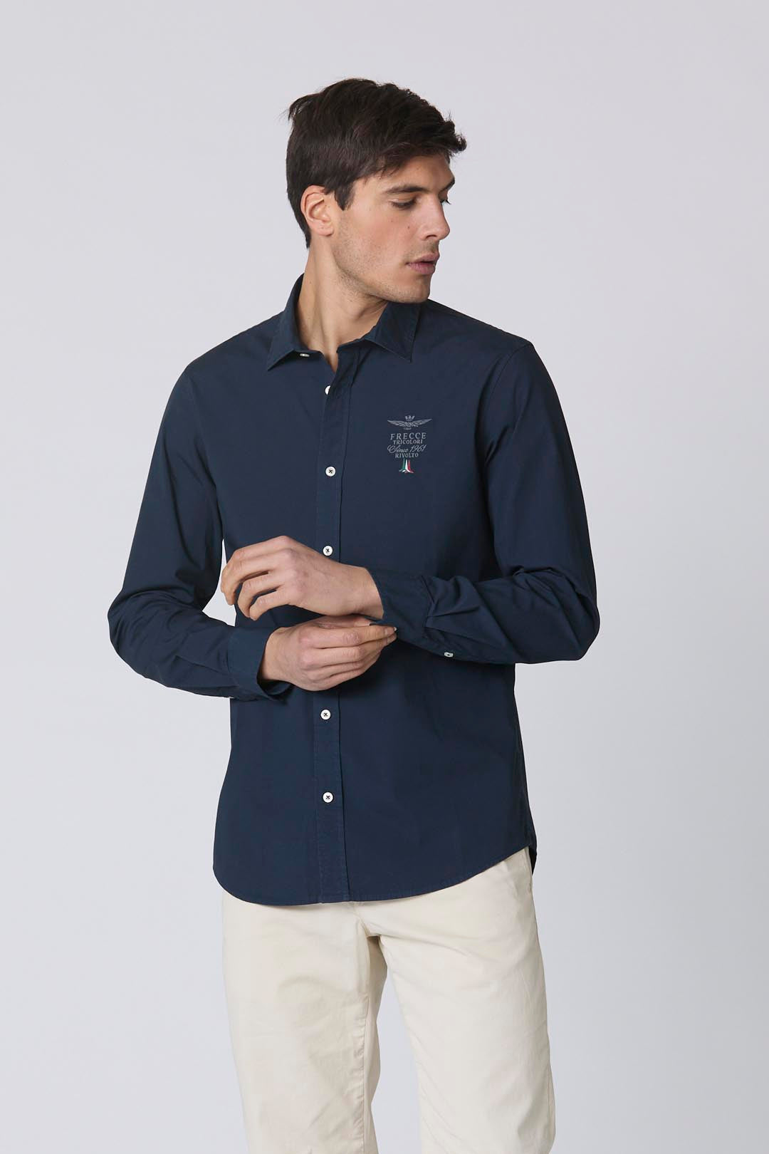 aeronautica militare camicia uomo blu frecce tricolori , cotone, manica lunga , fresca e traspirante