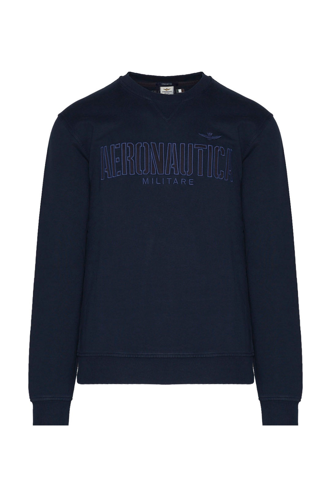 aeronautica militare felpa uomo blu girocollo cotone 