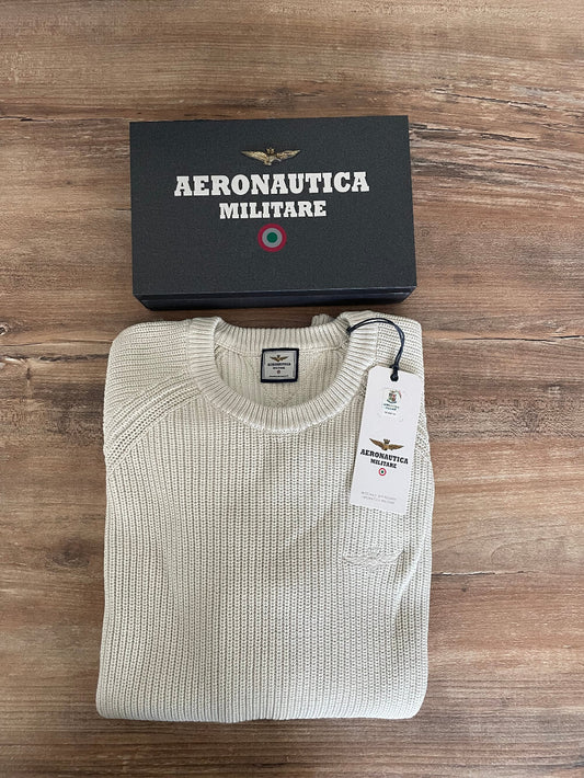 aeronautica militare maglia uomo bianco ghiaccio cotone costa inglese, pullover estivo