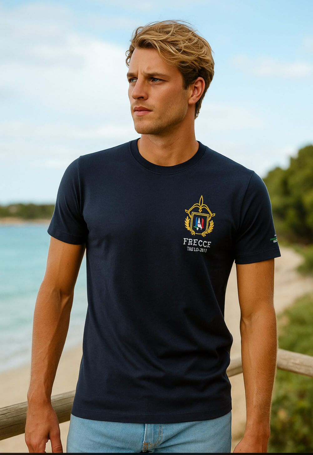 Aeronautica Militare T-shirt uomo blu Frecce Tricolori, manica corta, girocollo