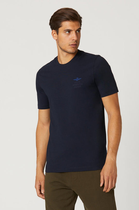 aeronautica militare t-shirt uomo blu manica corta, cotone, girocollo