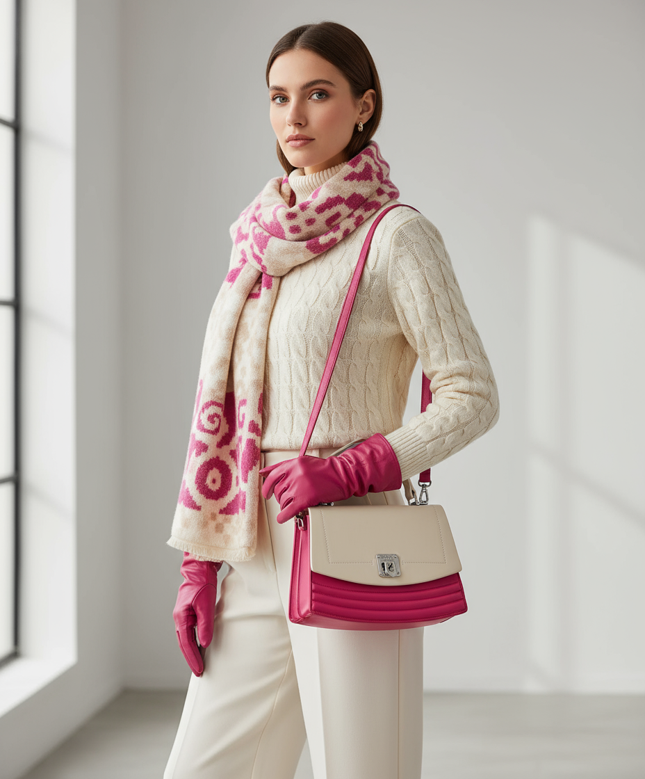 Borsa Coveri portata a tracolla con outfit invernale