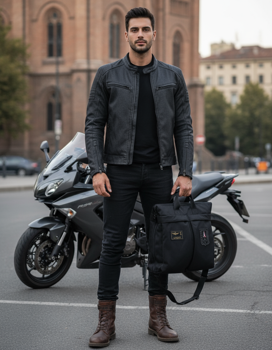 Borsa portacasco Aeronautica Militare con motociclista