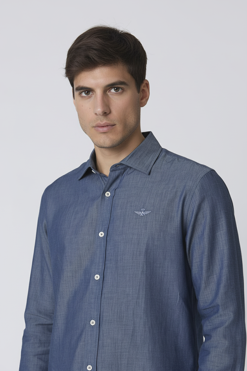 Camicia Chambray Aeronautica Militare primo piano