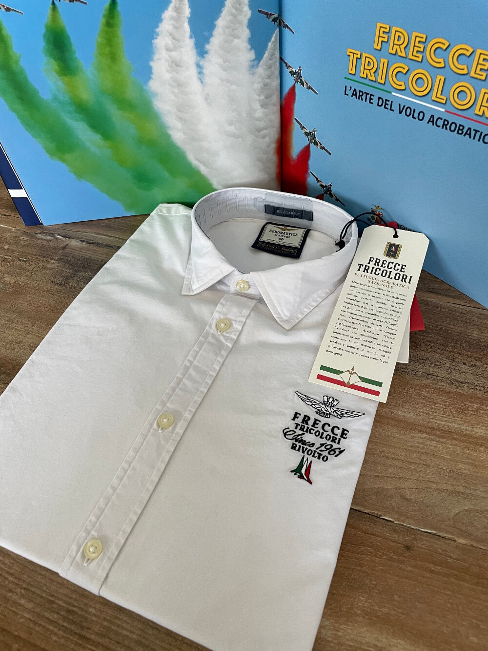 aeronautica militare camicia uomo bianco frecce tricolori , cotone, manica lunga 