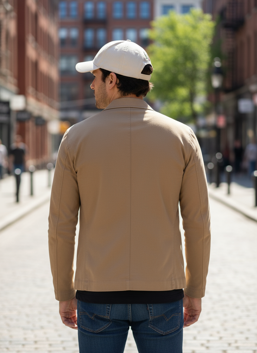 Cappellino MB-339 beige modello vista posteriore