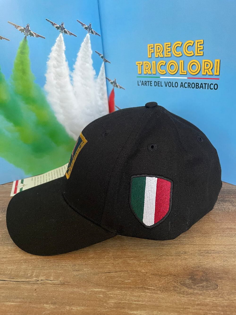 Cappellino Uomo Aeronautica Militare Frecce Tricolori - Cotone Nero con Visiera