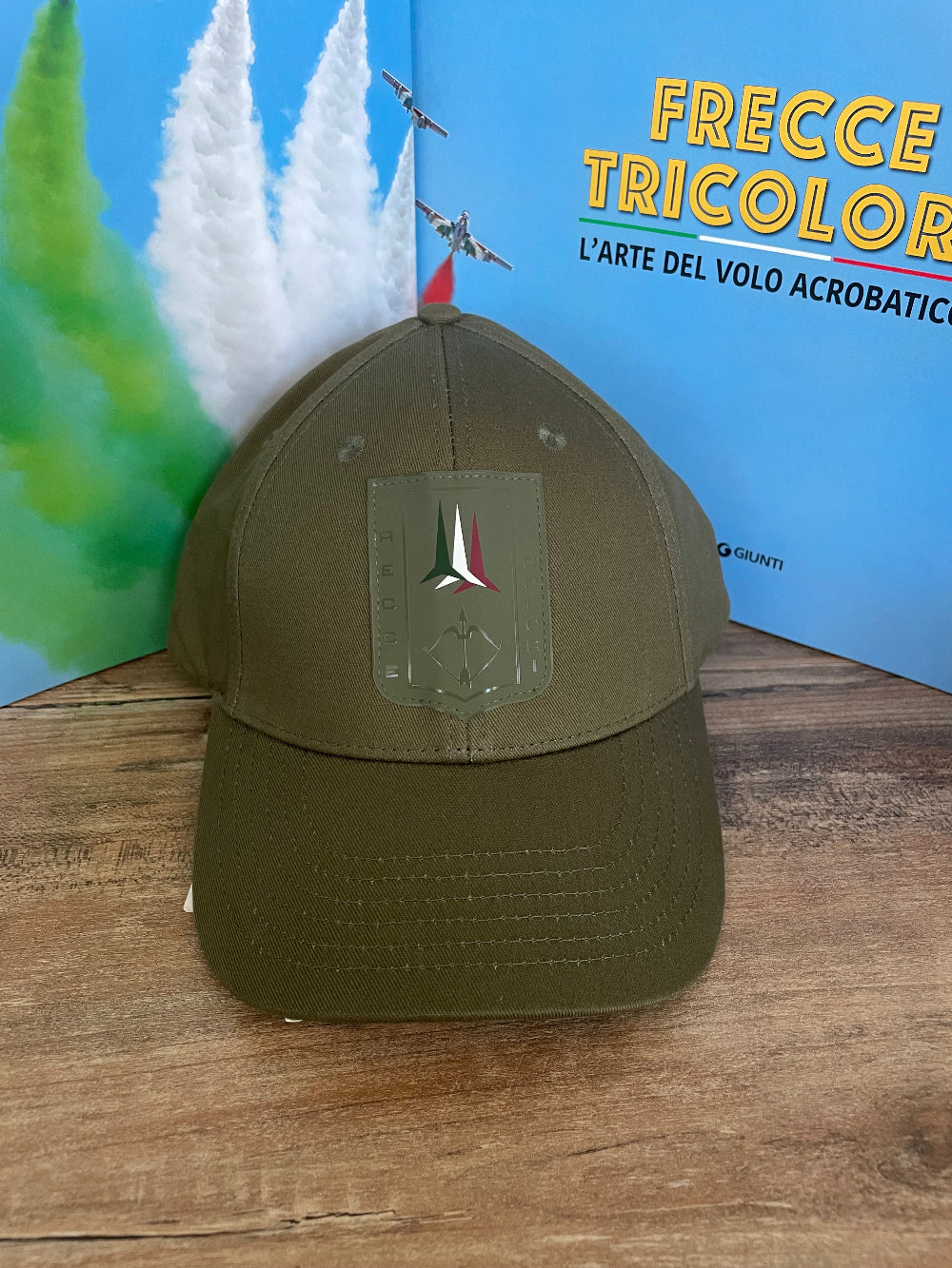 cappello uomo aeronautica militare frecce tricolori verde , cotone estio regolabile , con visiera