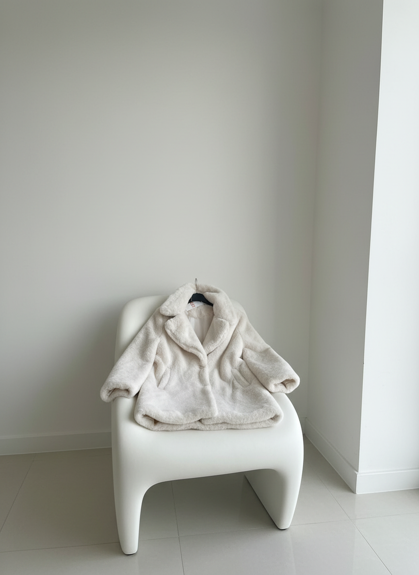 Cappotto eco pelliccia bianco su gruccia