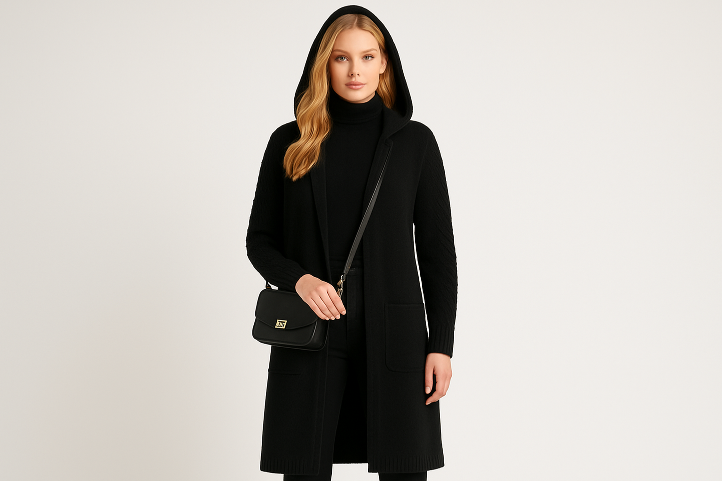 Cardigan nero - sfondo bianco