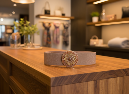 Cintura beige in esposizione