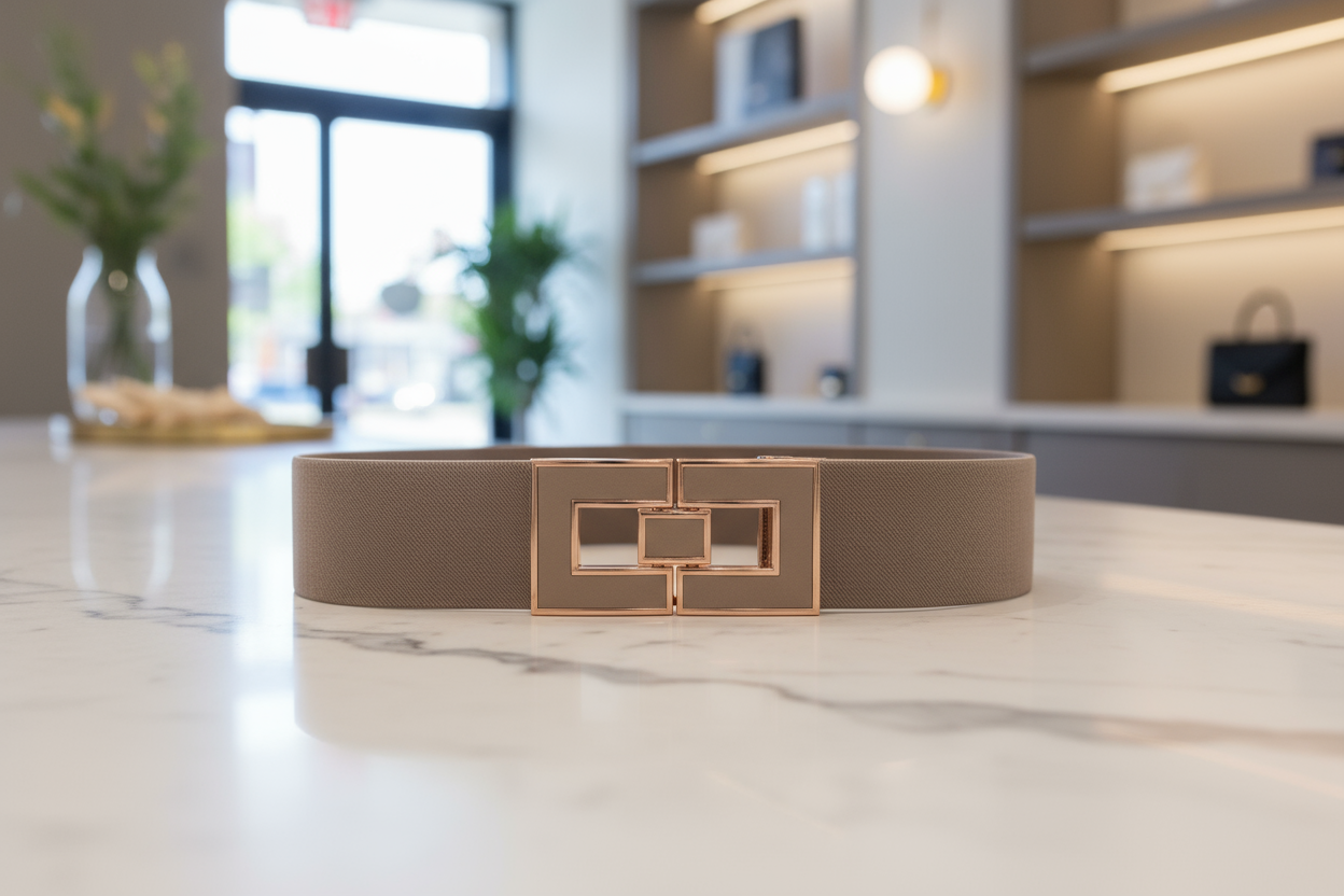 Cintura donna taupe beige in esposizione