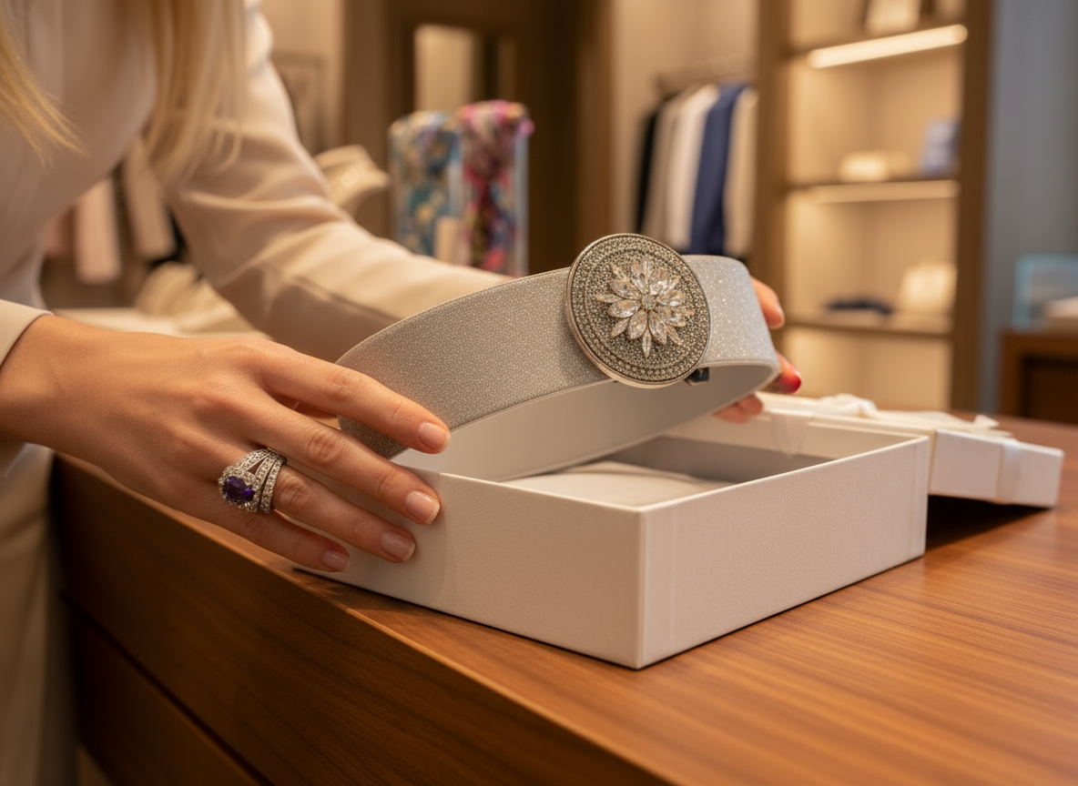 Cintura gioiello a molla argentata