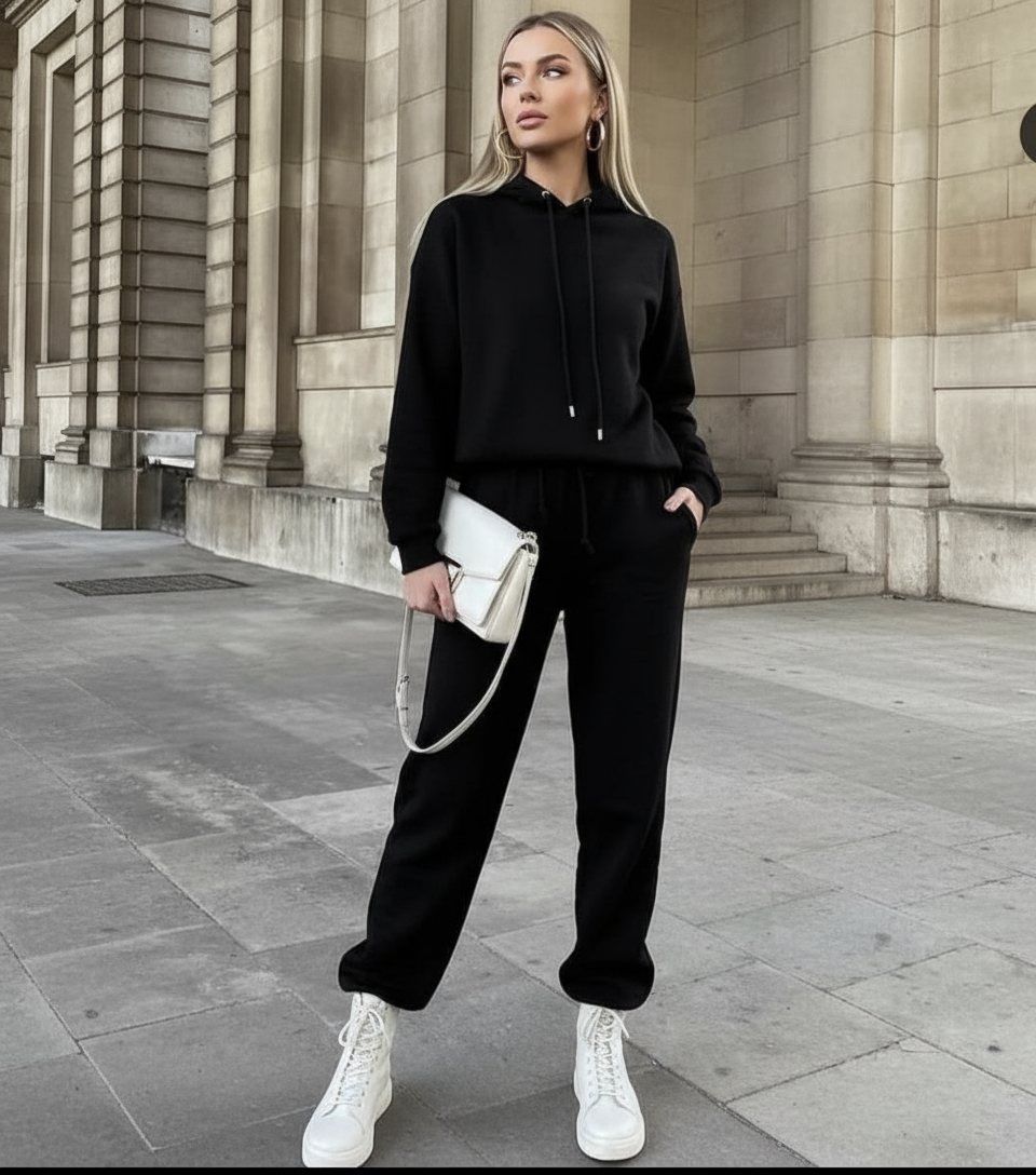 Completo felpa nero senza cappotto