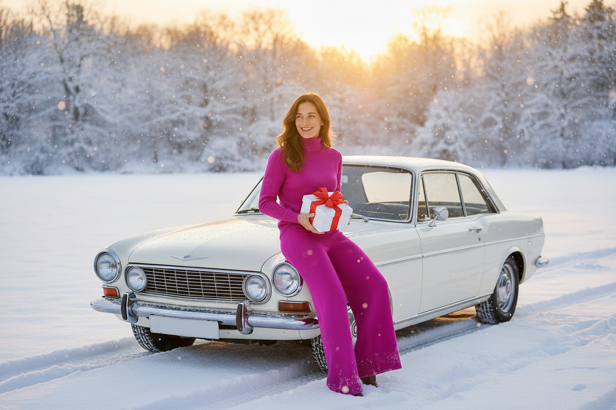 Completo fucsia auto bianca