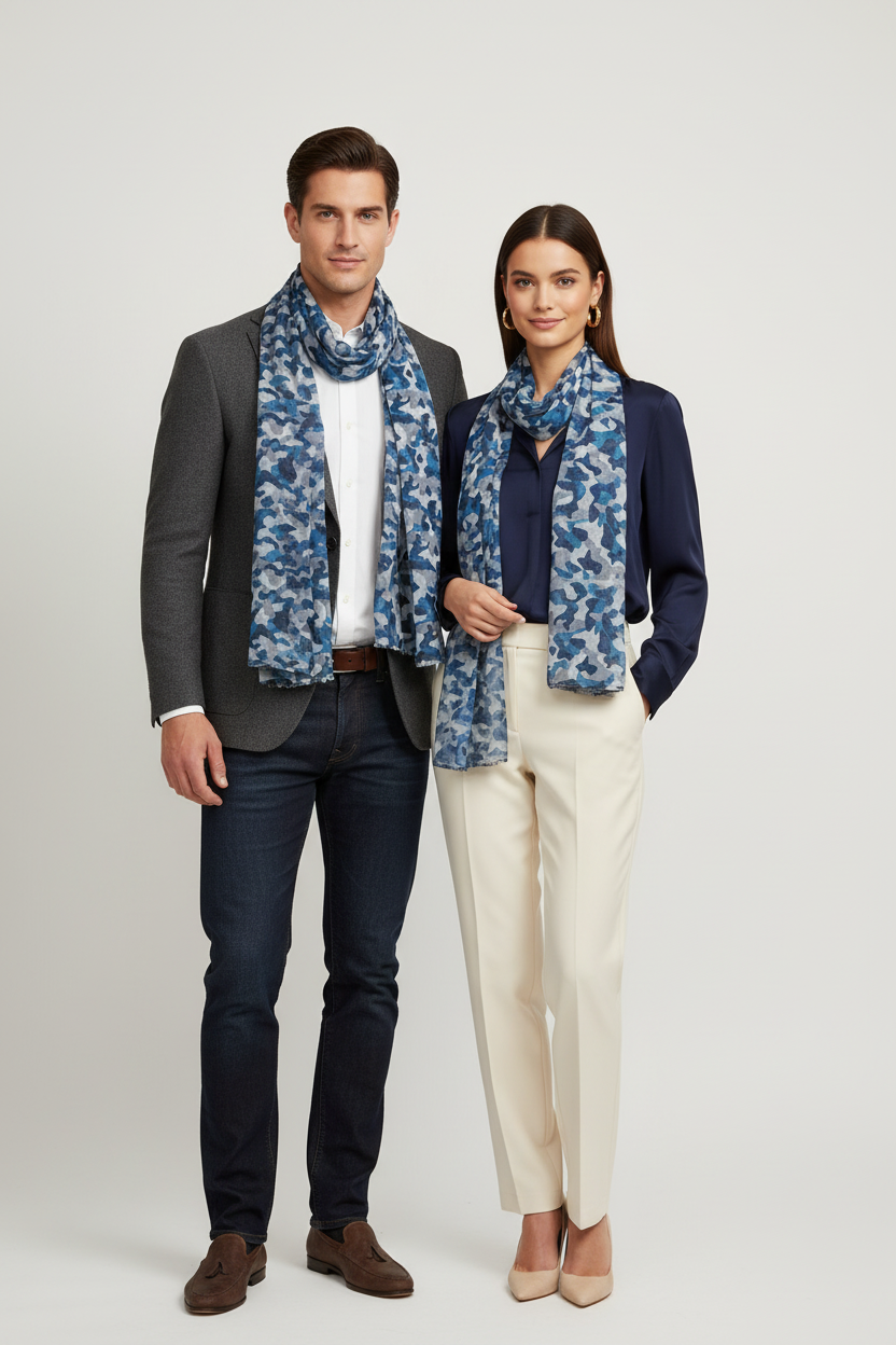 Coppia con sciarpe camouflage