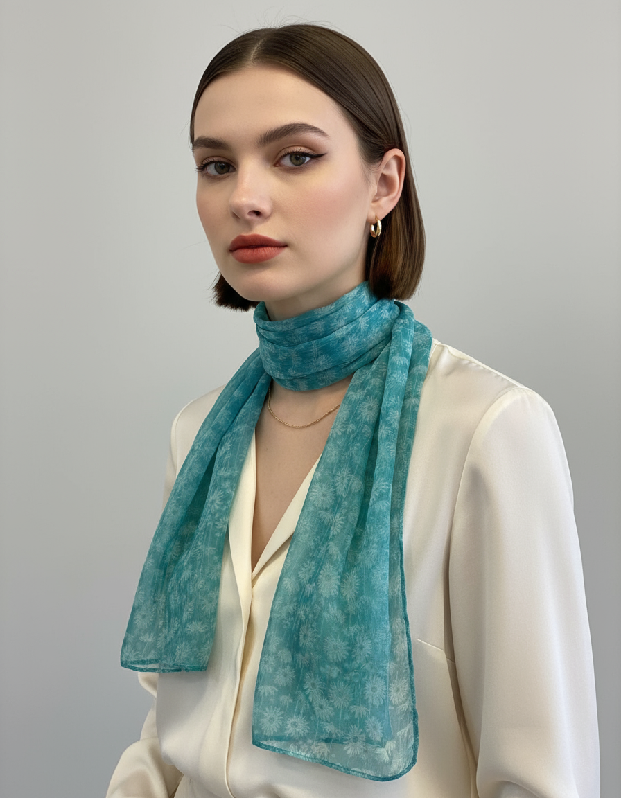 Donna con sciarpa al collo