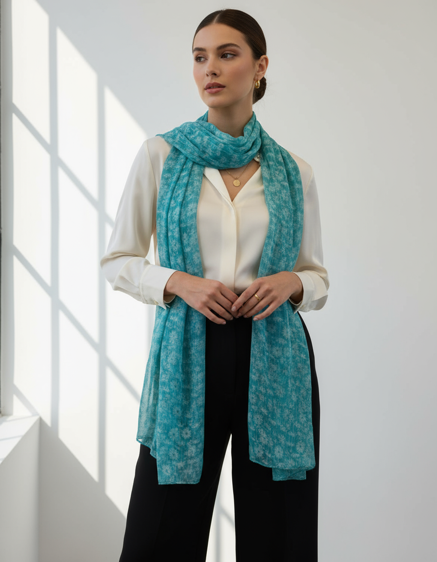 Donna con sciarpa sulle spalle