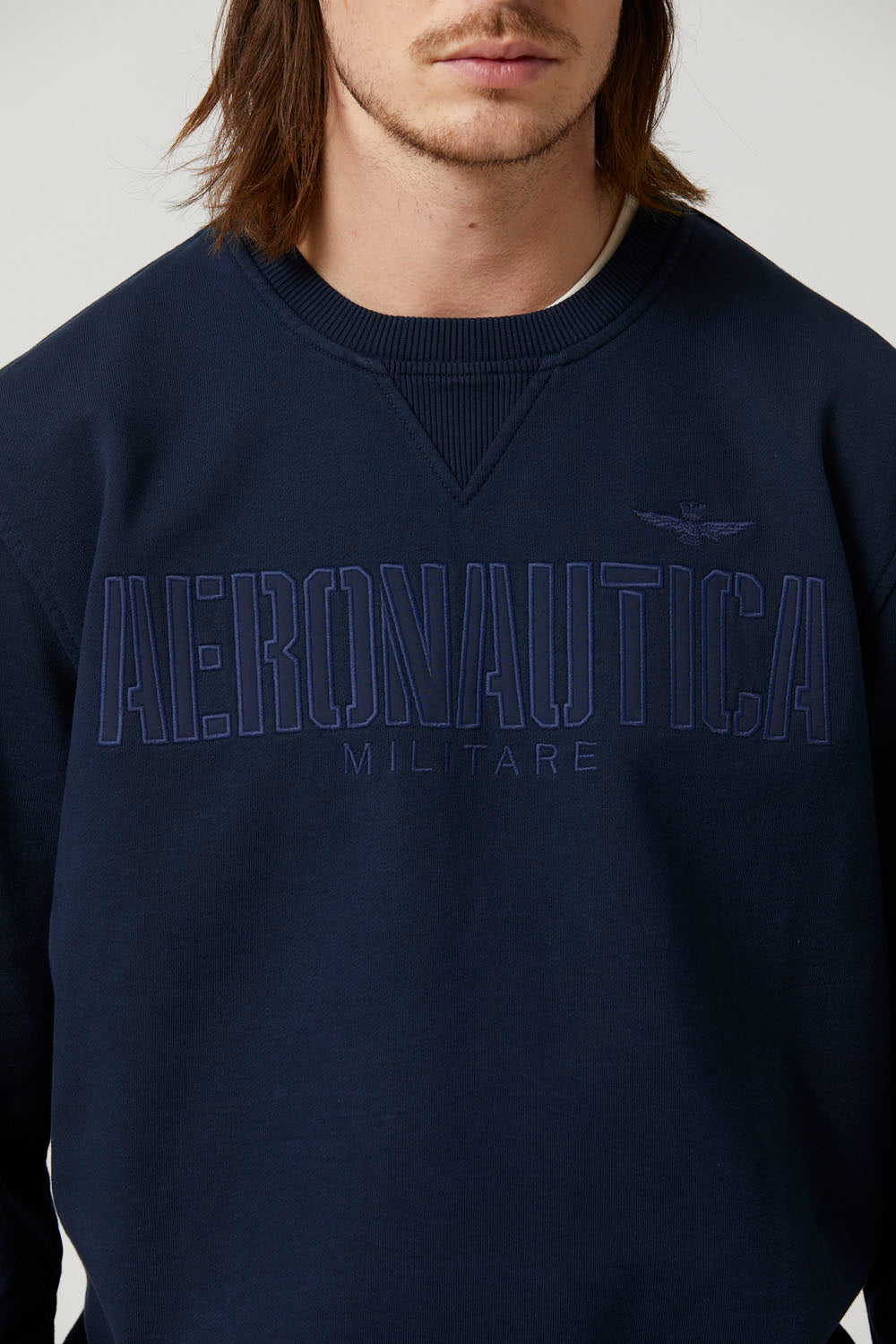 Aeronautica Militare felpa uomo blu Sc-50% girocollo senza cappuccio Aeronautica Militare | Calore e stile