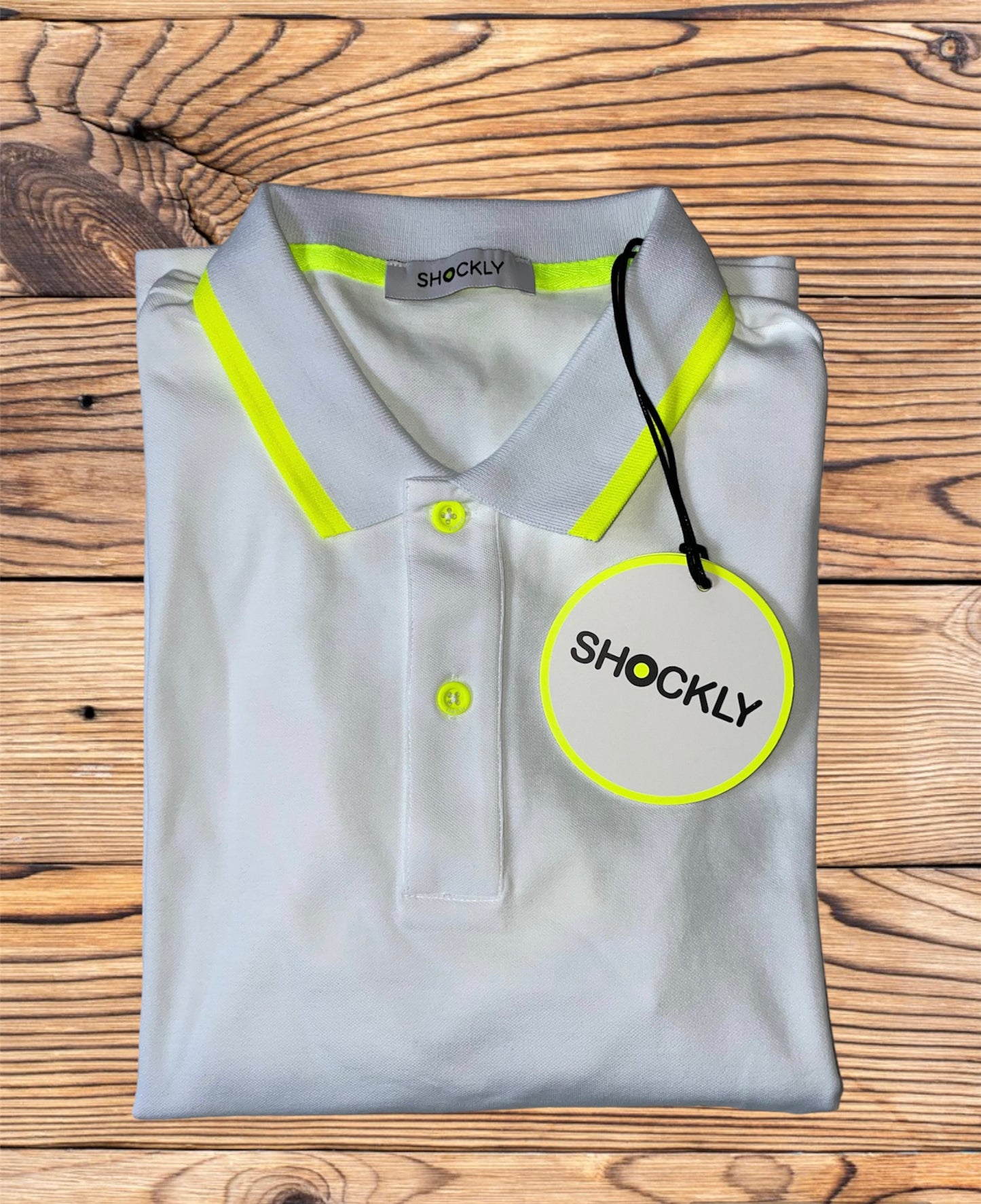 Shockly Polo Uomo Bianco sc-50%inserti Fluo manica corta