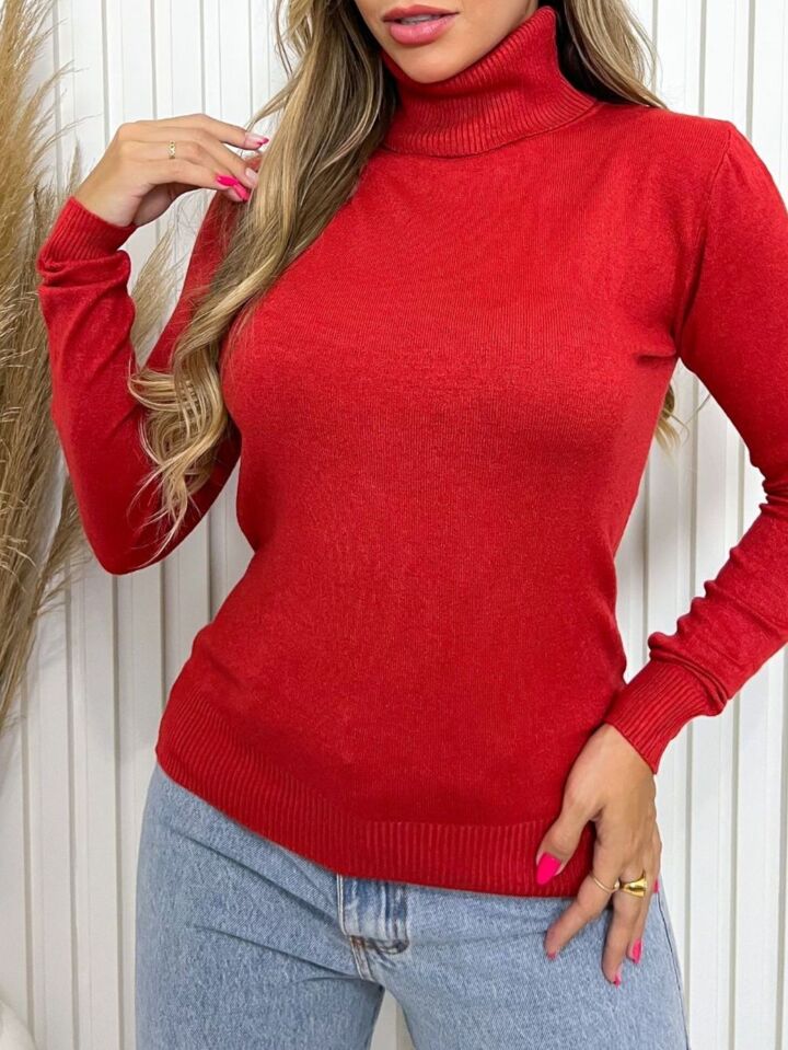 Maglia Donna dolcevita collo alto lana rasata