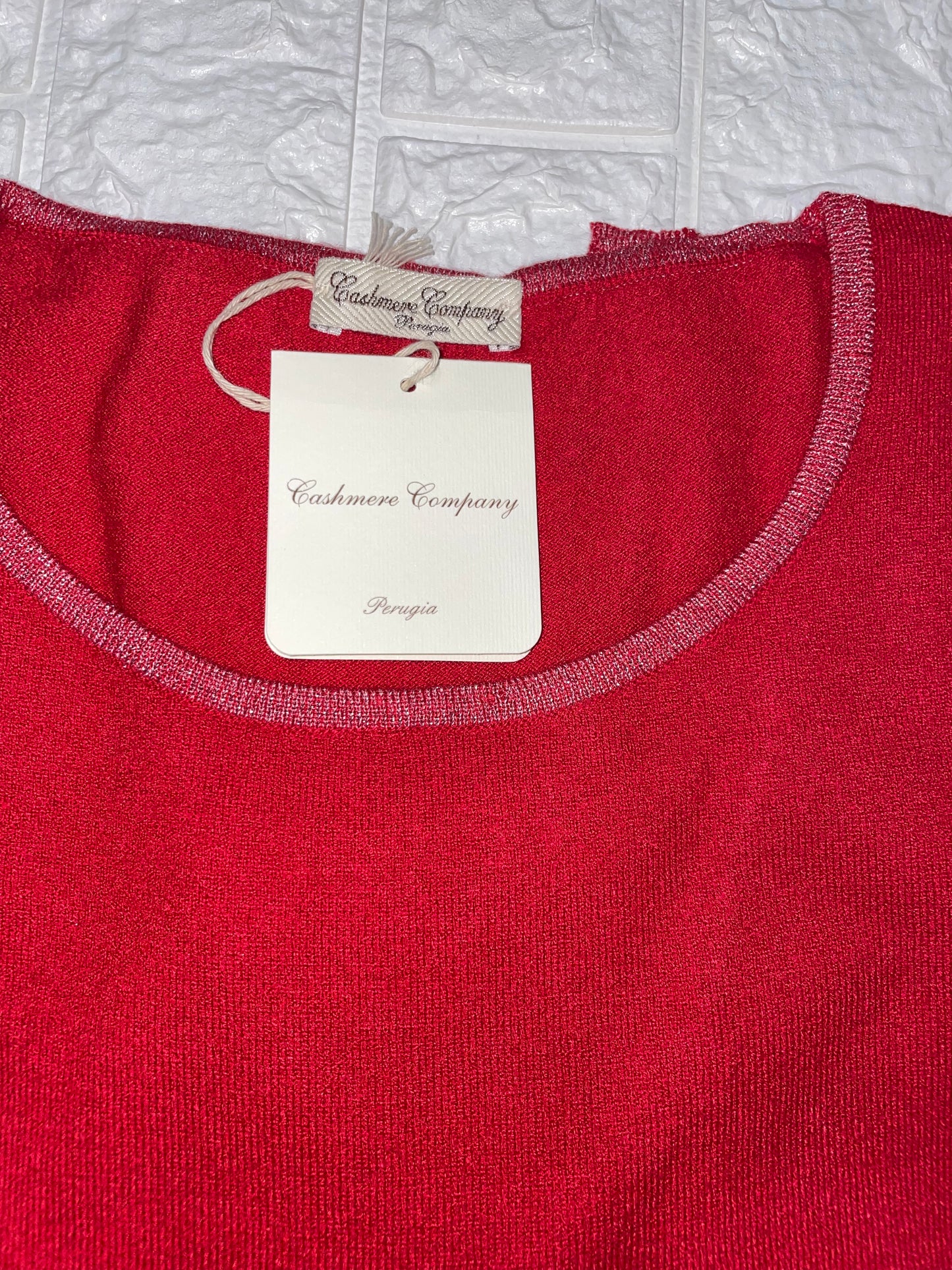 Cashmere Company maglia donna girocollo rosso sc-50%  maxi lurex