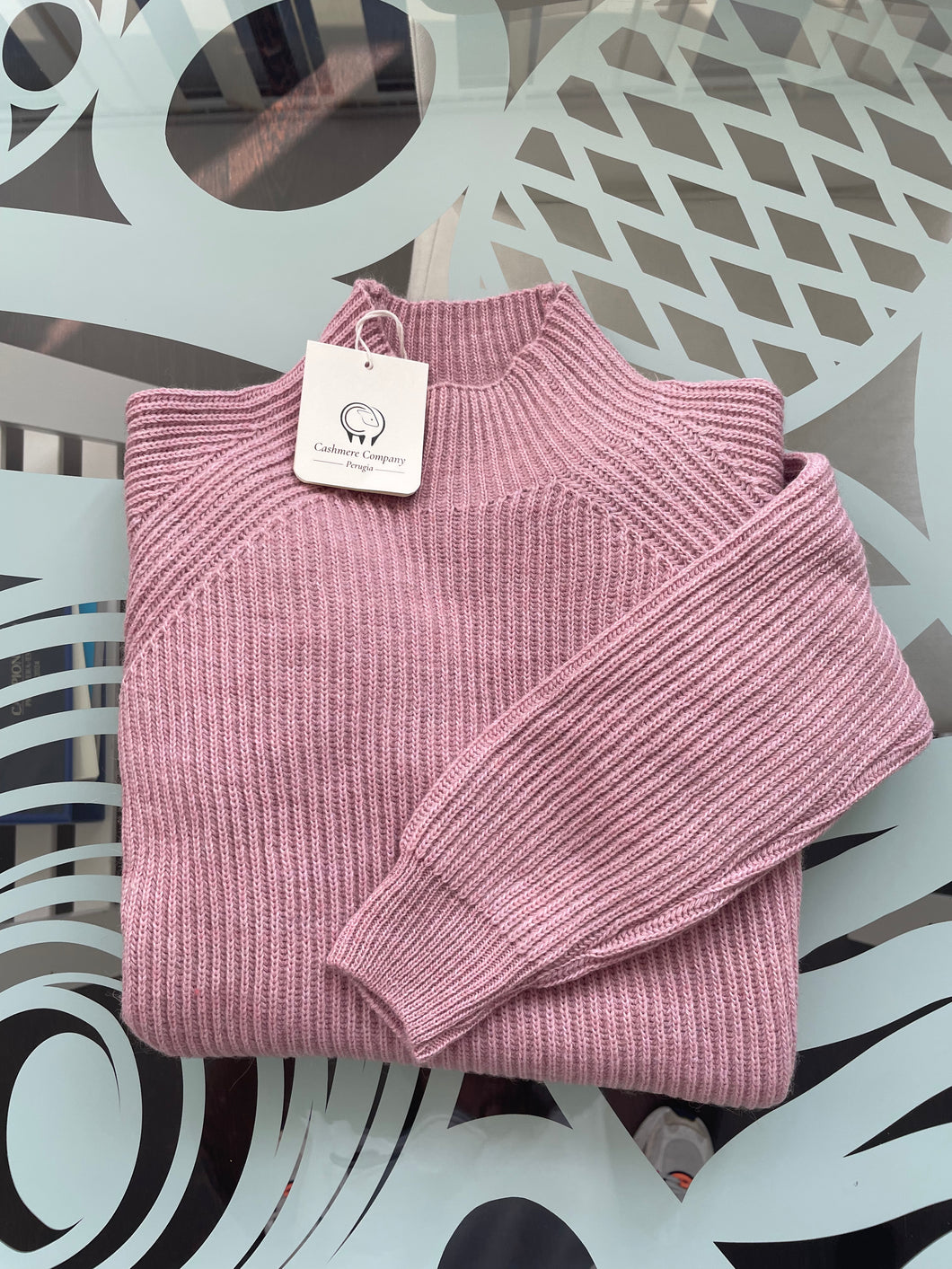 Cashmere Company maglia donna lana e alpaca rosa  dolcevita Costa Inglese Made in Italy