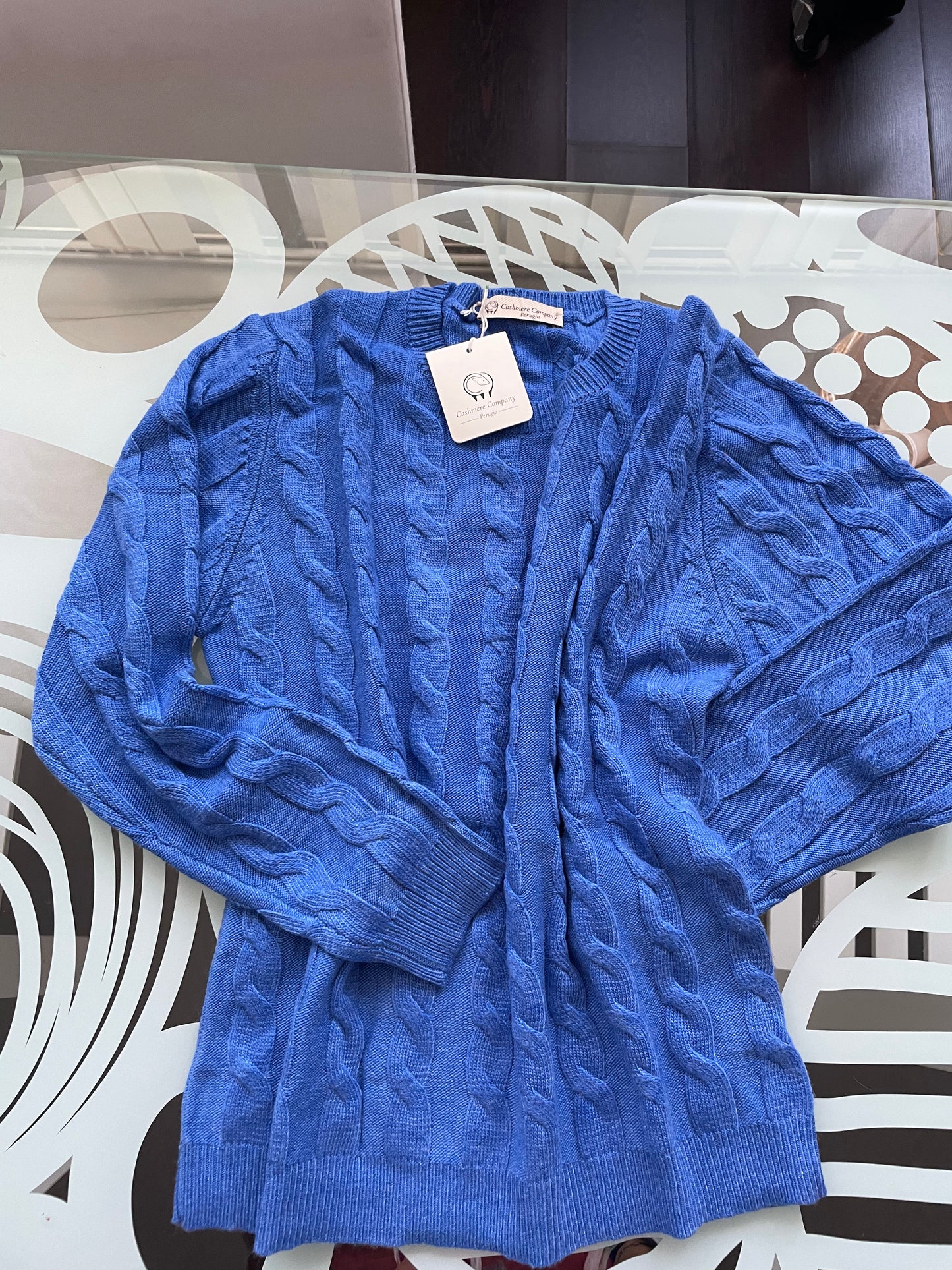 Cashmere Company maglia donna Bluette sc-20% girocollo trecce Lana e Cashmere