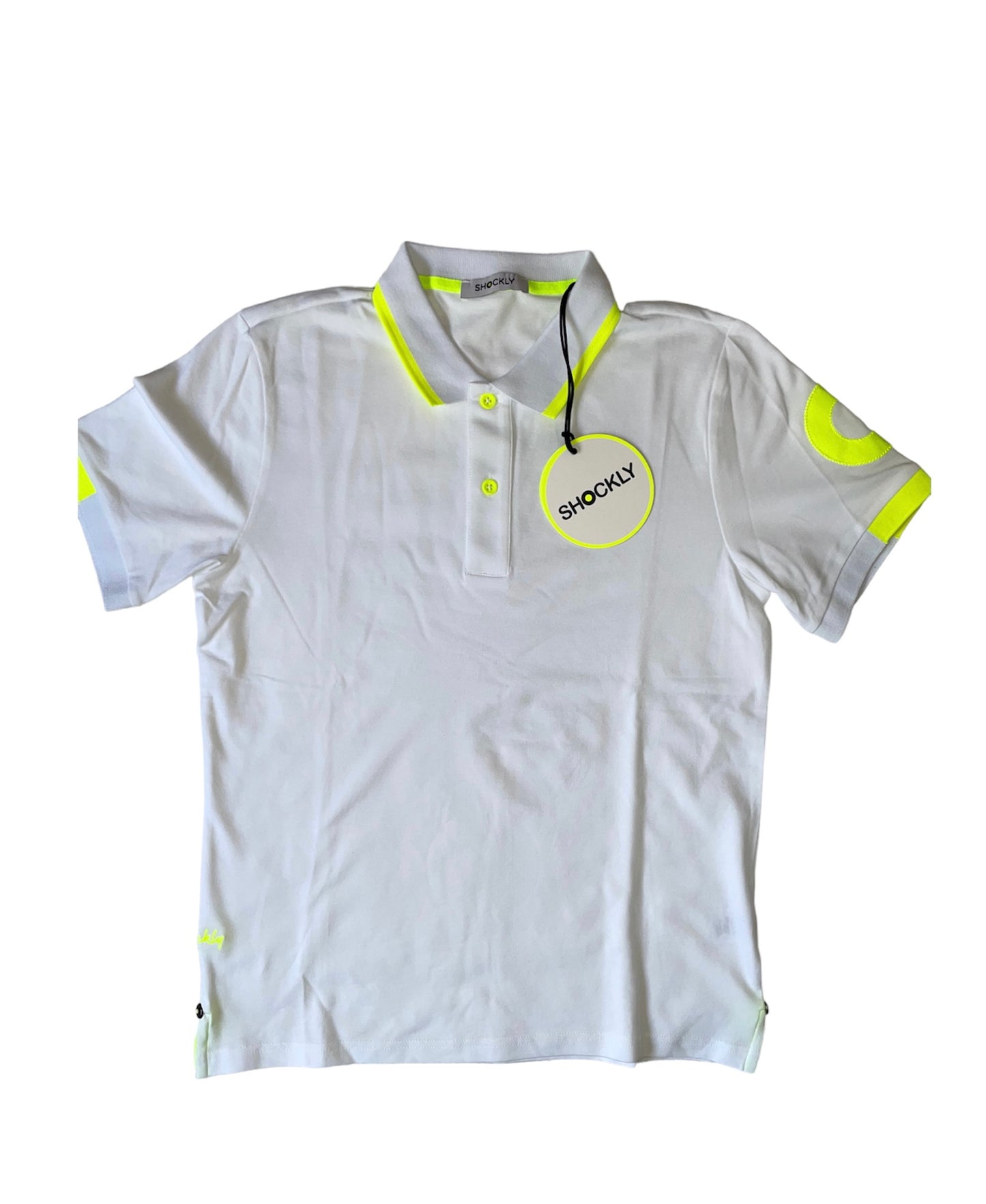 Shockly Polo Uomo Bianco sc-50%inserti Fluo manica corta