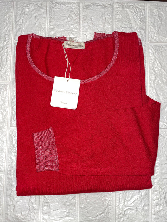 Cashmere Company maglia donna girocollo rosso sc-50%  maxi lurex