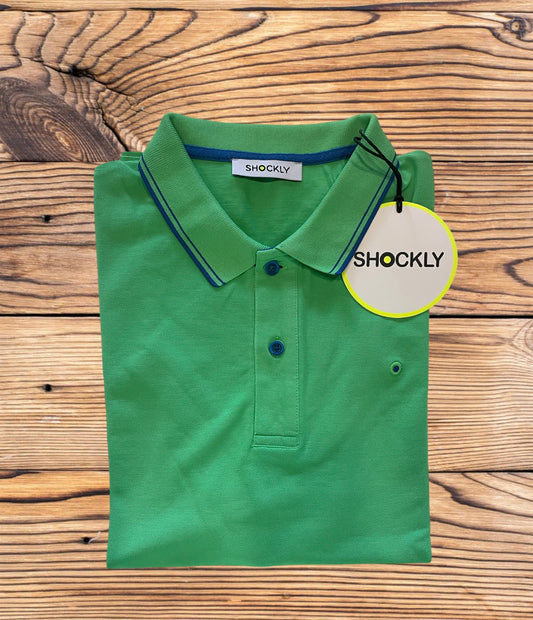 Shockly Polo Uomo verde SC-50%  con inserti blu