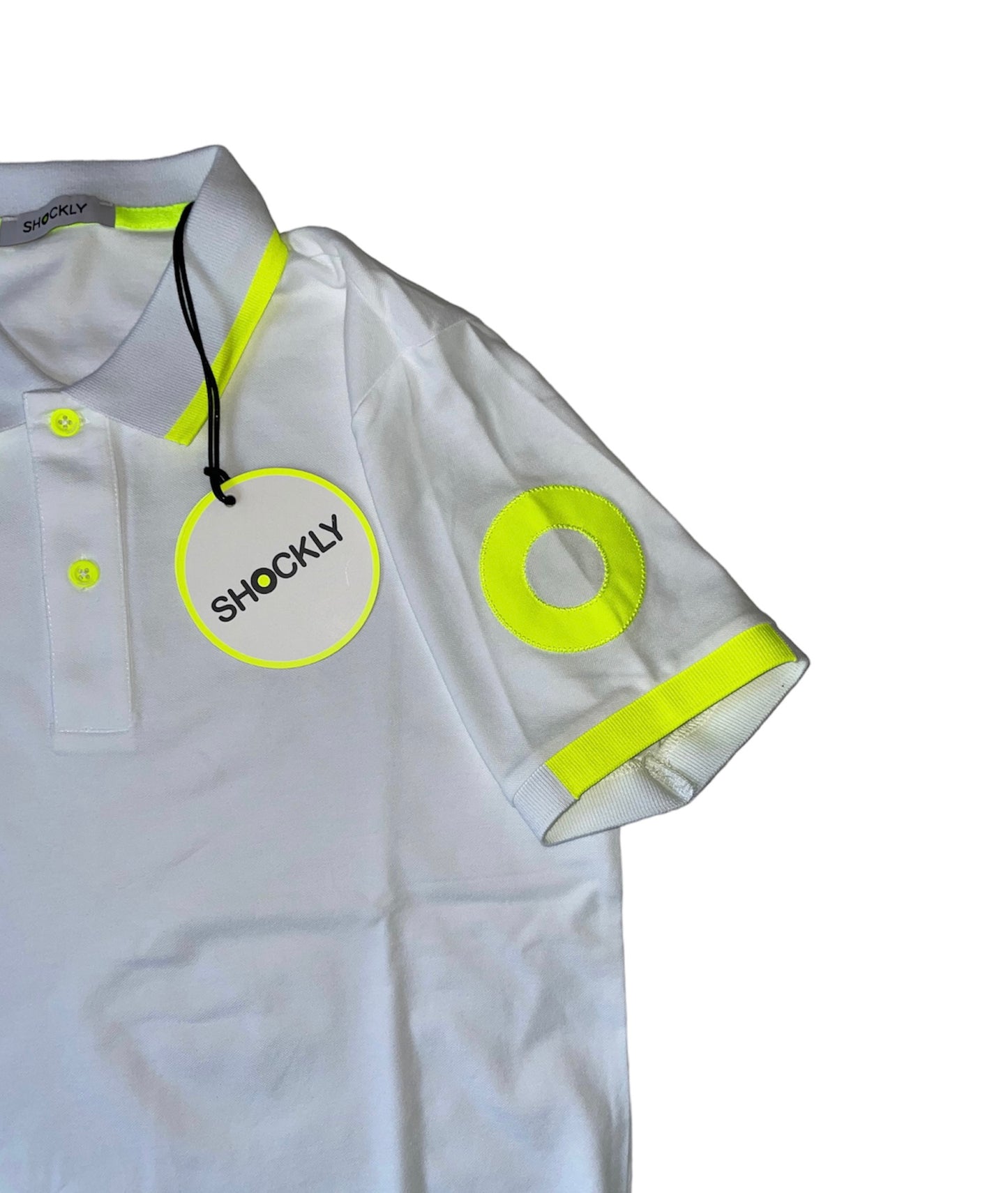 Shockly Polo Uomo Bianco sc-50%inserti Fluo manica corta