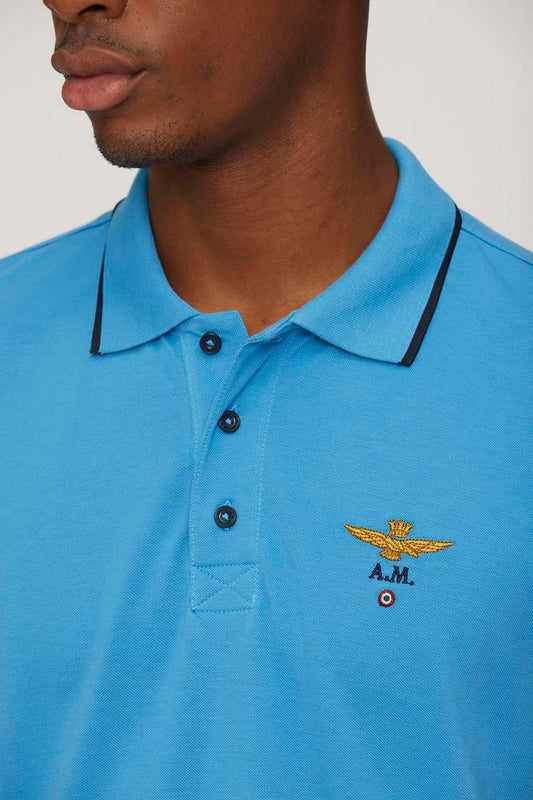 Aeronautica Militare Polo Azzurro sc-30% Manica Corta in Cotone | Stile essenziale